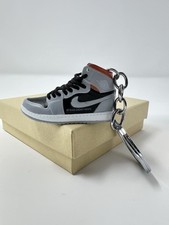 Nike Air Jordan Shoe Keychain 3D Mini Sneaker Charm Gray Black Jordan 1 High OG