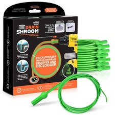 DrainShroom Toss-Disposable Hair Clog Remover, 24 inch Reach, 8 Pack, Green 