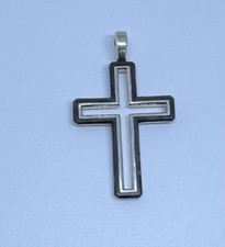David Yurman 925 Forged Carbon Cross Pendant  (725$ Retail) Religious Charm 44mm