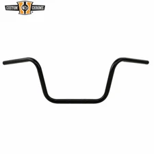 Black 1" Ape Hanger Bar 10"Rise Handlebar Knurled & Pre-drilled Fit For Harley