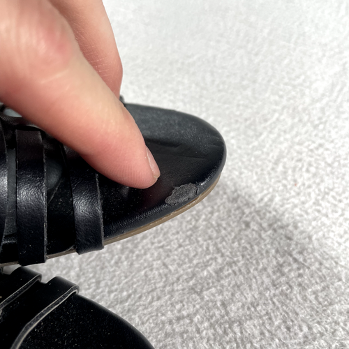 American Eagle Wedge Sandals Womens 7 Black Strappy Platform Heel Ankle Strap - Picture 14 of 14