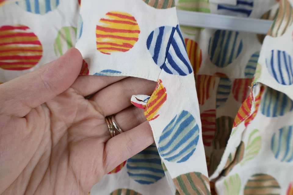 Vintage 90s Esprit Womens Medium Polka Dot Looped Collar Button Shirt Rayon - Image 4 of 4