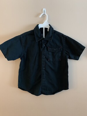 Boys Gap Black Short Sleeve Button Up Shirt Size Xxs Fits Like 5