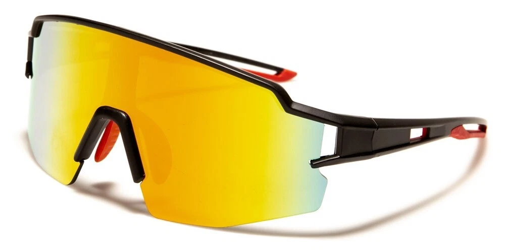 Mens Sunglasses Sport Shield 56MM Dark Modern Mirrored Running