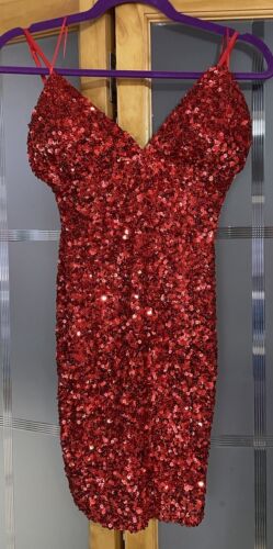 Fashion Nova Call Me Princess Sequin Mini Dress Red Size Small