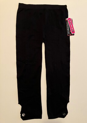 Girl's One Step Up Black Capri Nylon Stretch Leggings NWT
