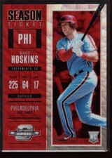 RHYS HOSKINS 147/199 ROOKIE PRIZMS RUBY WAVE REFRACTOR RC 2018 CONTENDERS OPTIC
