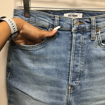 じゅん Re/Done Blue Dawn 90s Ultra High Rise Stretch Button Fly Skinny