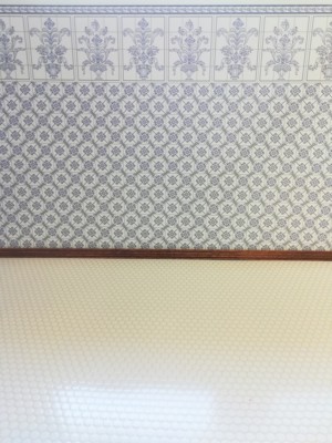 Dollhouse Tile Floor Faux White Hexagon Embossed 1:12 Scale Kitchen or Bathroom