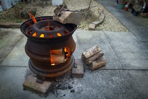 Steel Wheel Fire Pit Log Burner Custom Made Ebay