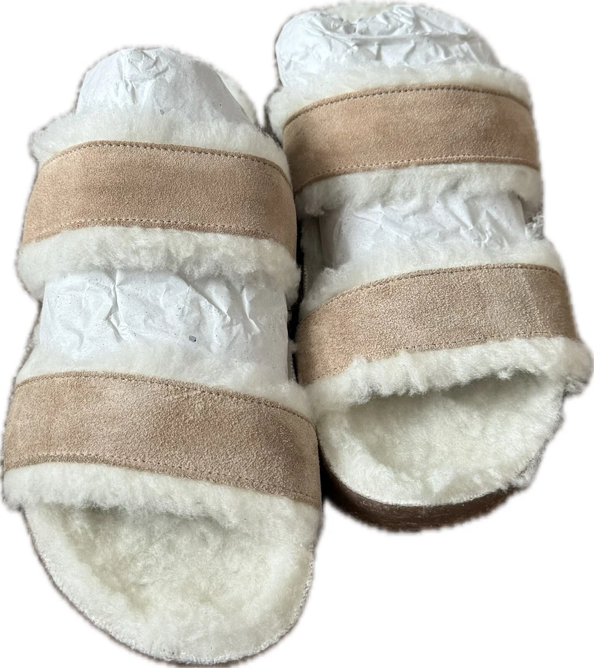 Faux Fur Slides Fuzzy Fluffy Slippers Flat Soft Sandals Open Toe - Image 2 of 4
