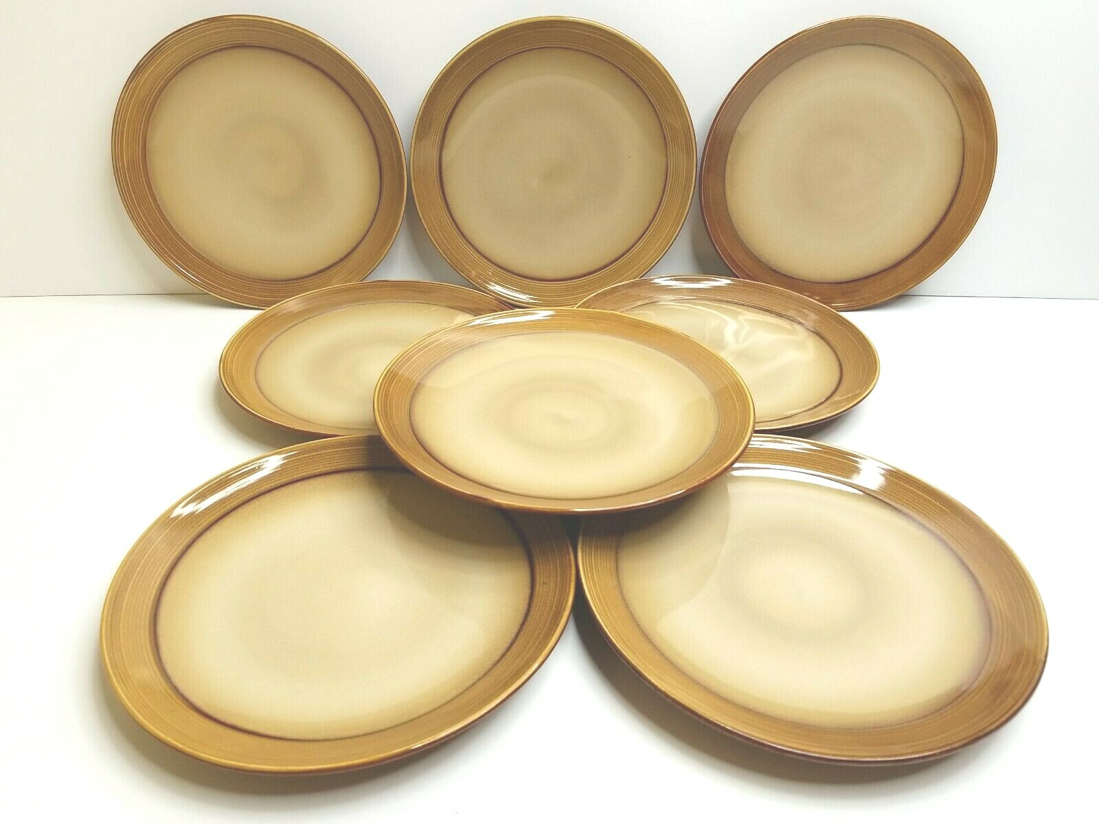 8 1/8" Tan Brown Stoneware Dishes Lot