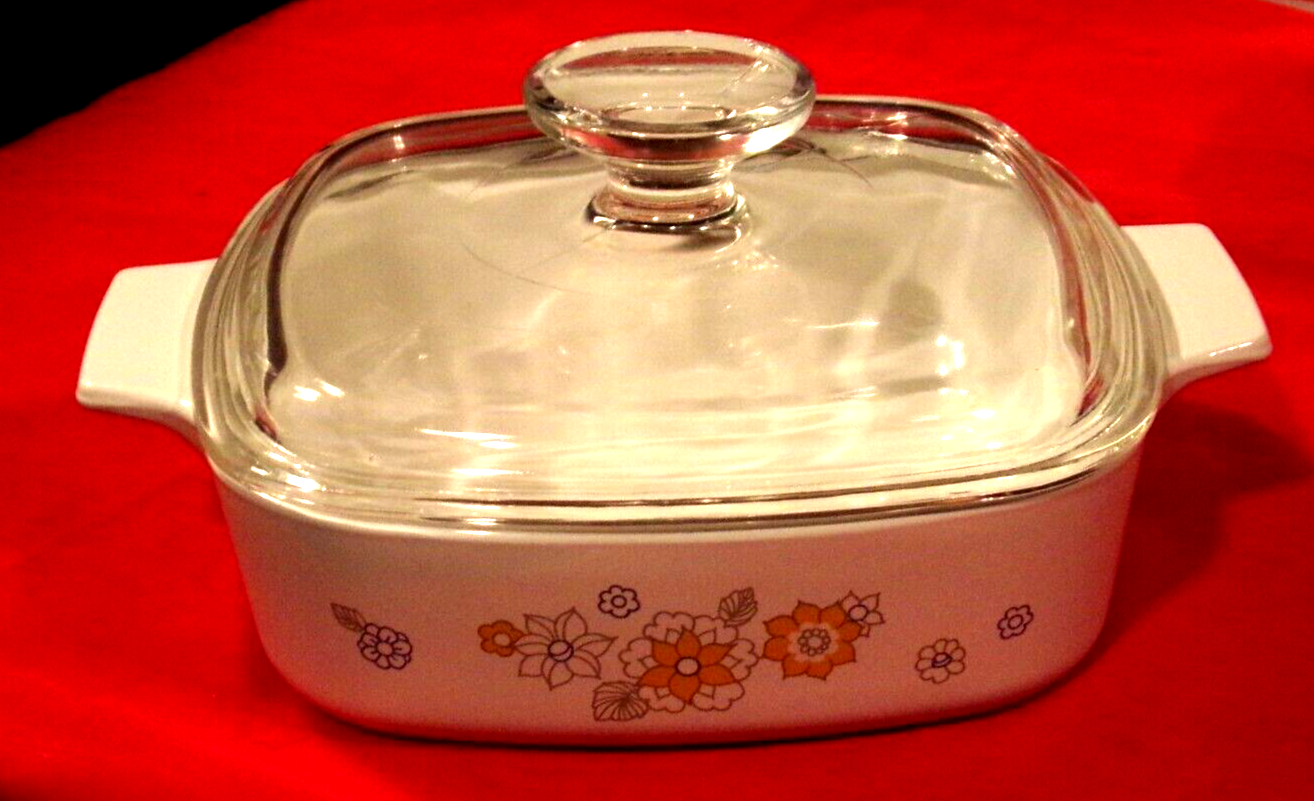 Vintage Corning Ware A1B Floral Bouquet Casserole Baking Dish 1 Qt w
