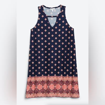 NWT NINE BRITTON Renata Brushed Knit Dress Navy Coral Small Petite SP