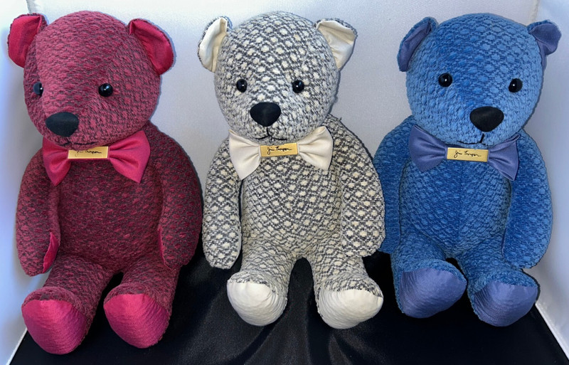 SET-OF-3 HARD-TO-FIND JIM THOMPSON SILK TEDDY BEARS thailand silk 4TH OF JULY