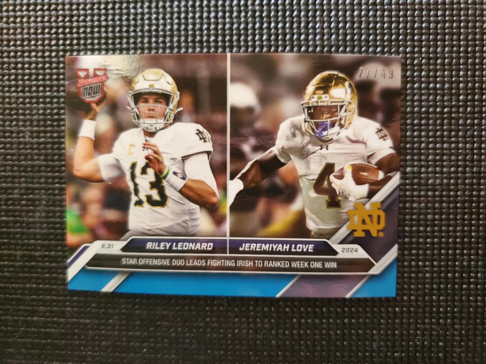 Riley Leonard/Jeremiyah Love 2024 Bowman U Now Football Card 6 Blue Parallel /49