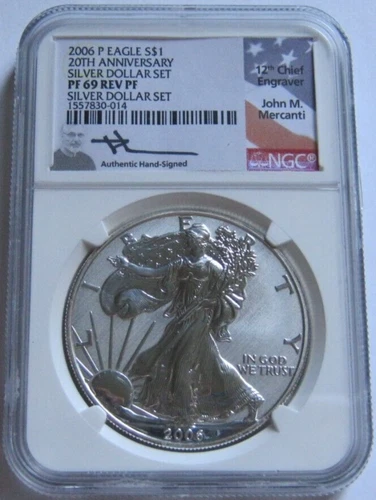 2006-P NGC PF69 Reverse Proof AMERICAN SILVER EAGLE COIN ~John Mercanti~