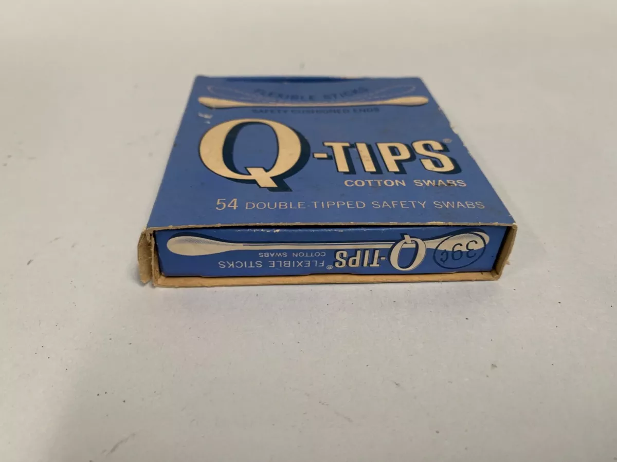 Vintage Q-Tips Cotton Swabs Original Box Paper Advertising Baby Tips (A4)