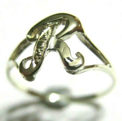 Zarter Initialenring 9 kt Weißgold A,B,C,D,E,F,G,H,J,K,L,M,N,O,P,R,S,T,U,V,W,