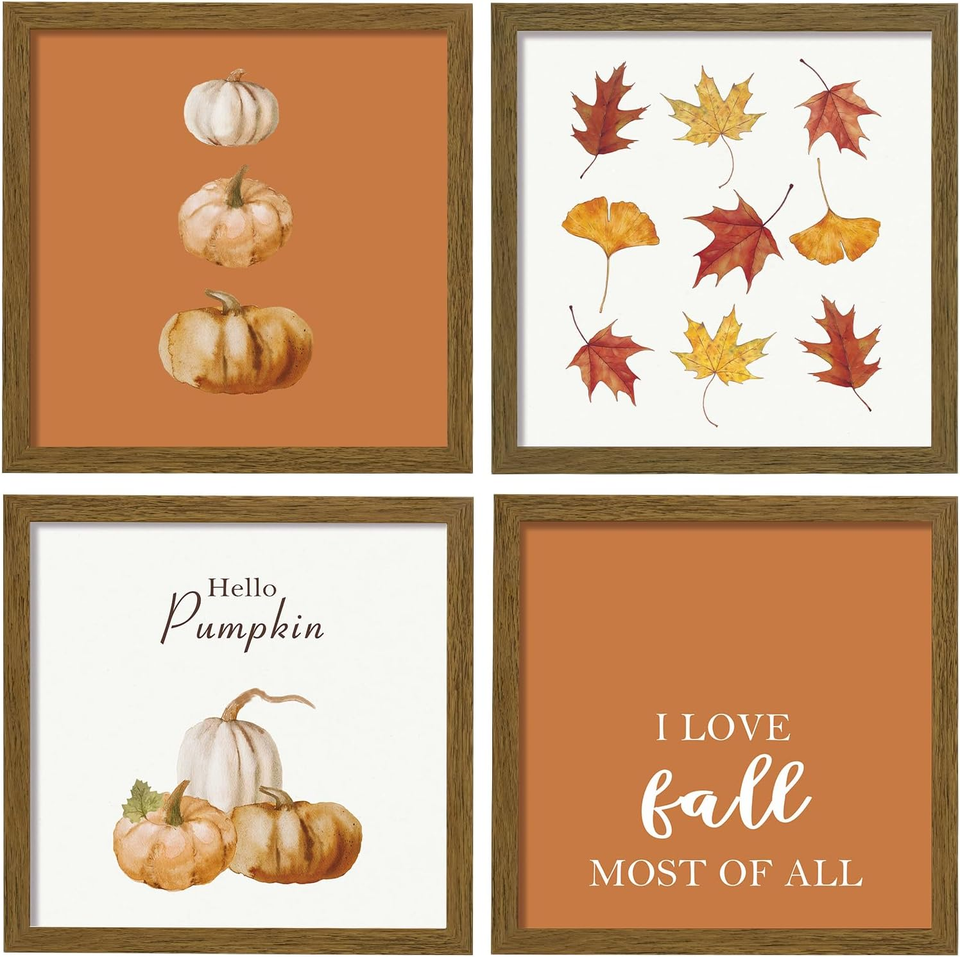 Fall Wall Decor Framed Fall Wall Art, Thanksgiving Decor for Autumn