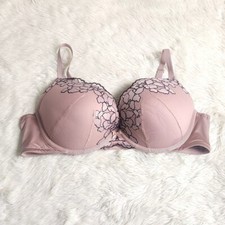 Torrid Womens Sz 42D Bra Beige Floral Lace Underwired Lightly Padded