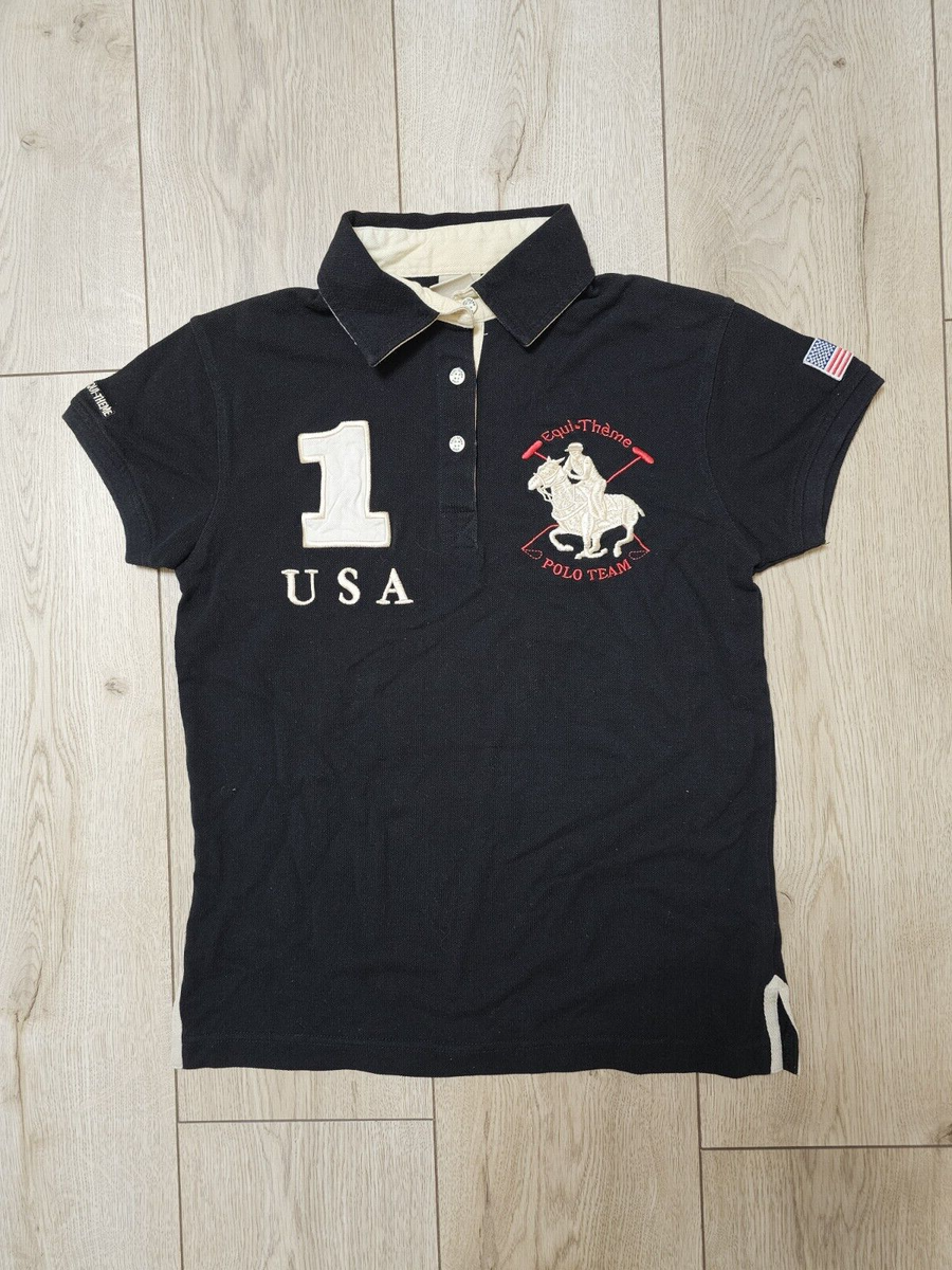 VINTAGE POLO TEAM SHIRT USA 1 BIG PONY POLO SHIRT WOMEN BLACK M | eBay