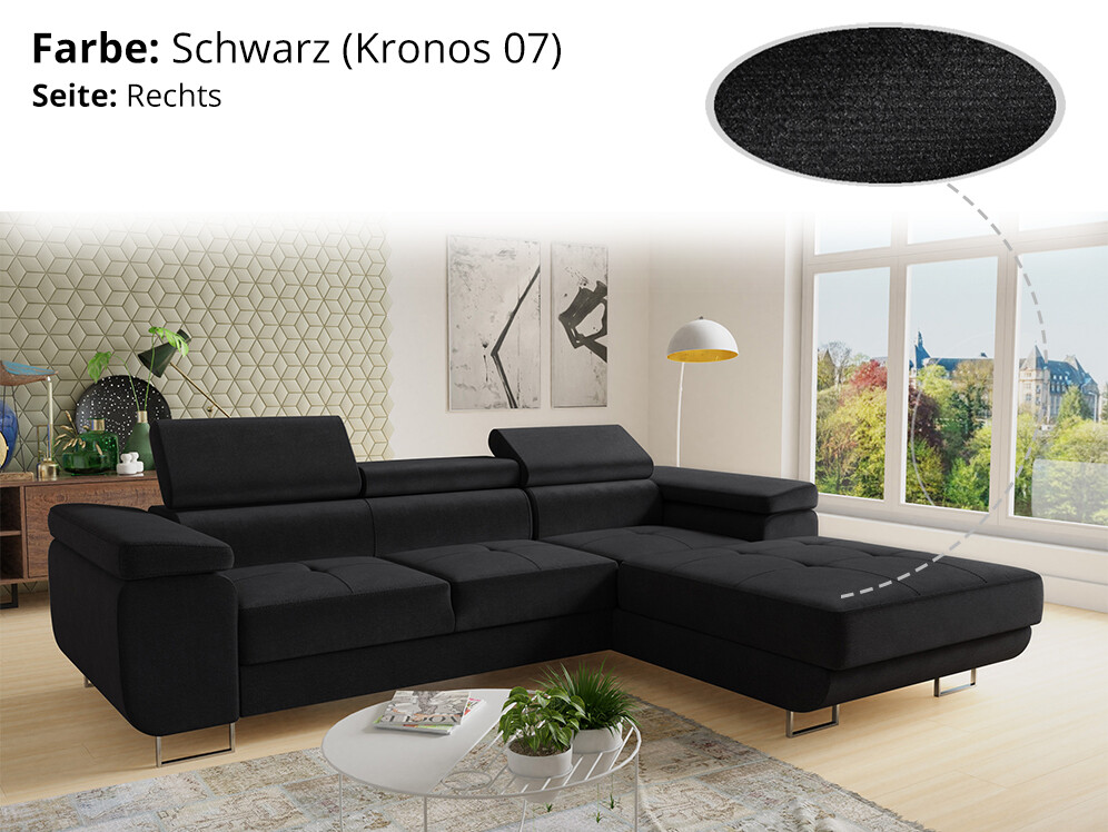 Ecksofa Divo Mit Schlaffunktion – Grünes Velours-Ecksofa Links, Mit Bettkasten & Kopfteilverstellung
