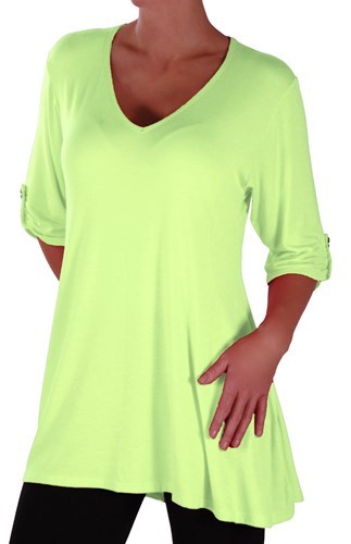 Womens Fashion 3/4 Sleeve V Neck Plain Long Casual Plus Size Blouse Tunic Top - Picture 16 of 40