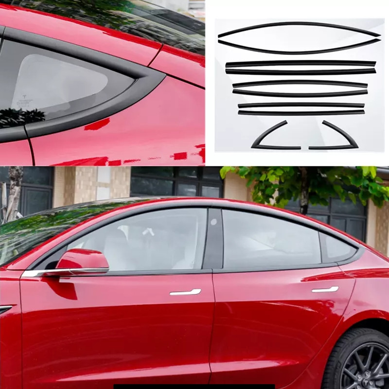 2017-2025 for Tesla Model 3 Window Strip Trim Moulding Seal Belt Matt Black