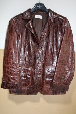 Elegance Paris Leather Jacket Size 46 Womens Brown 100% Lamb Nappa Leather Jacket