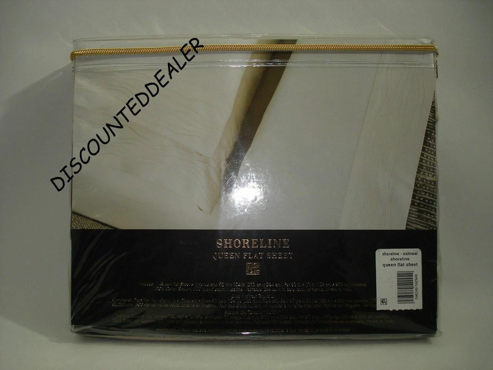 Kelly Wearstler Shoreline Queen Flat Sheet Beige Oatmeal Cotton 500 TC New $100 - Image 3 of 4