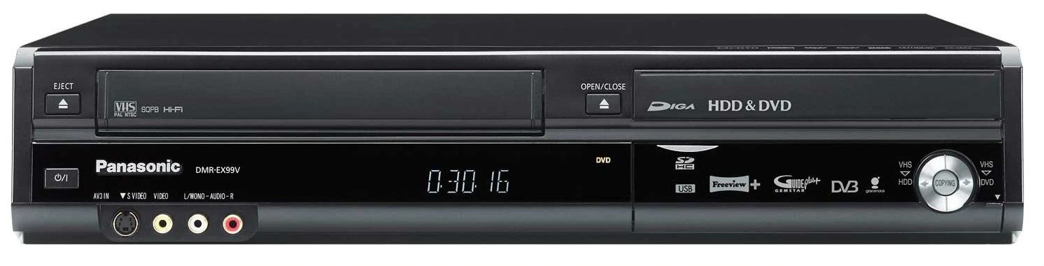 Panasonic DMR-EX99V Black DVD & VHS Recorder with 250GB HDD - Freeview - Black