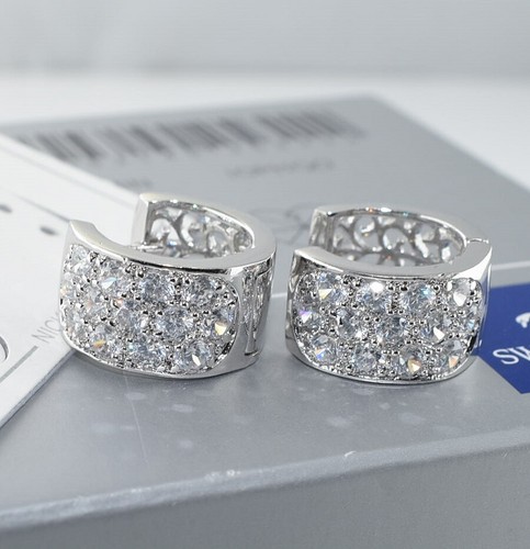 18K White Gold Filled Earrings made with Swarovski Crystal Xmas Birthday E/9403 - Picture 3 of 7
