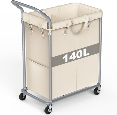 Laundry Hamper 2 Section, Rolling Laundry Basket with Wheels, Laundry Cart with 