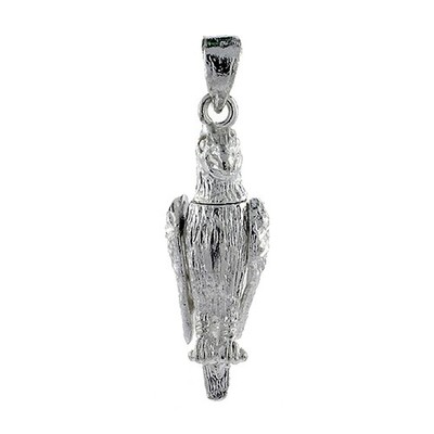 925 Sterling Silver High Polished Movable Parrot Pendant 29/32 (23mm) Inch Tall