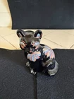 Rare Fenton Hand Painted Black and Gold Sitting Cat