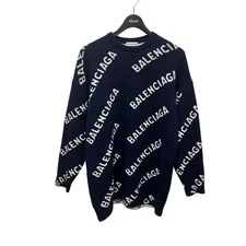 BALENCIAGA Logo all over pattern knit 620983 Navy Size: SizeS
