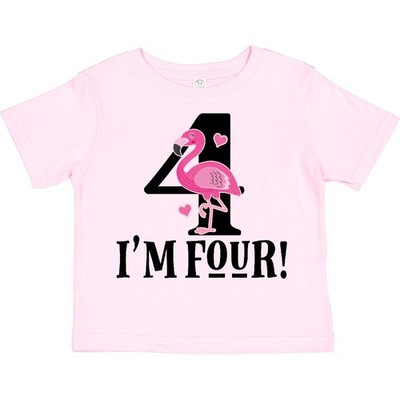 Inktastic 4th Birthday Flamingo Toddler T-Shirt Fourth Im 4 Years Old Cute Bird