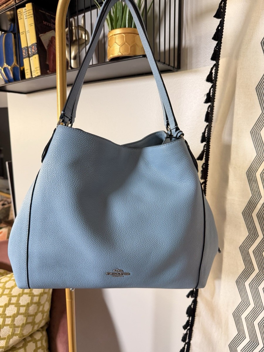 Authentic Coach Edie 31 Pebbled Shoulder Bag, Sky Blue- 57125 | eBay