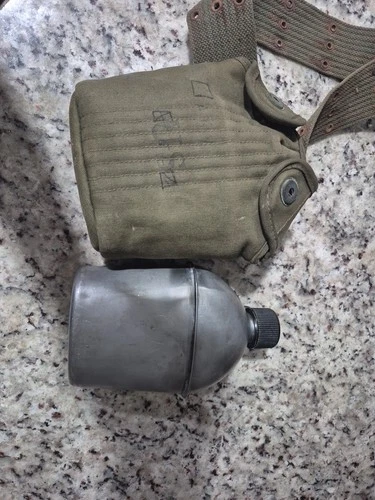1944 US Military Steel Canteen And Cover  WW2.