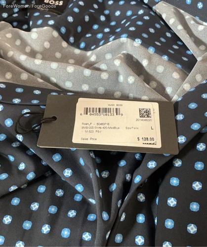 NWT Men's Boss Black and Blue Print Shirt Size L Retail $128 - Picture 4 of 4