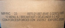 RARE NEW BOX of 10 Canadian Forces BREAKFAST (A) IMP23 Military MRE, Unopened