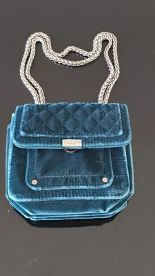 Claudie Pierlot Samttasche / Umhängetasche   Blau / Petrol   mit Kettenriemen