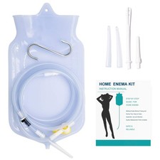 Enema Bag Kit for Colon Cleansing, 2 Quart Open Top Enema Bag with Silicone H...