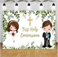 7x5ft First Holy Communion Backdrop for Photography Girl Boy Baptism Photo