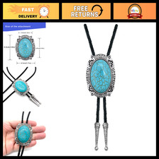 Turquoise Stone Bolo Tie - Hand-Woven Leather...