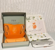 Silicone Plate Gift Set for Baby Feeding with Waterproof Liner Orange +4 colors