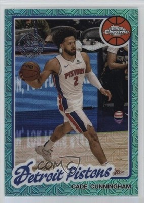 2025 Topps 1980-81 Chrome Silver Pack Aqua Refractor 73/199 Cade Cunningham rf2