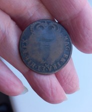 Irish 1696 Half penny Copper Coin VG William III Draped Bust Spink 6598 Rare