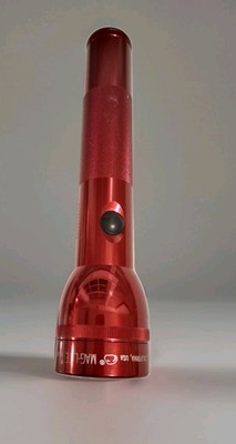 Vintage MAG-LITE 2 ''D'' cell Red 10'' Flashlight MAGLIGHT Very Good 
